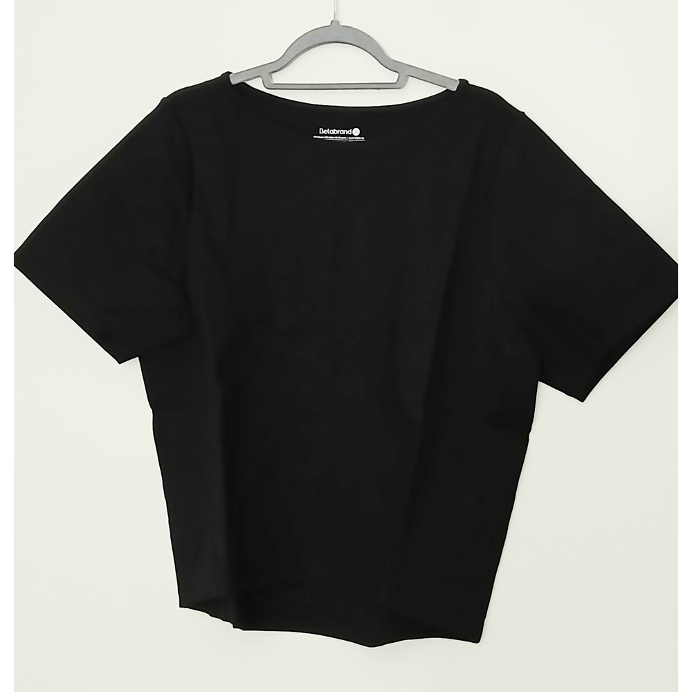 Betabrand Top Women's‎ Size XL Black Boxy Short Sleeve Hi-Low Hem Pullover NEW